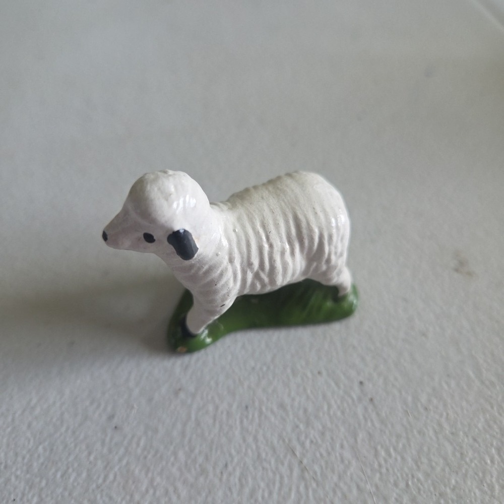 Vintage Sheep Lamb Ewe Nativity Figure Christmas Figurine Marked Trinket